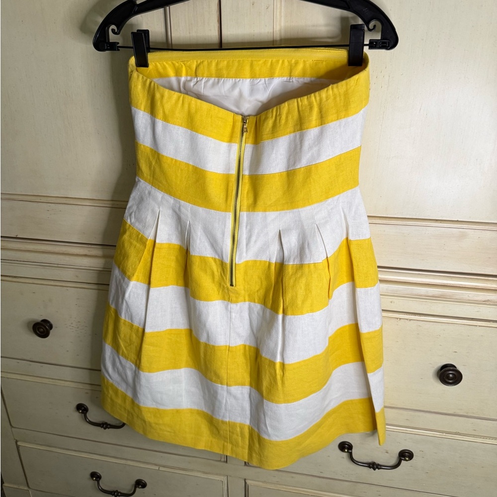 Yellow and White Strapless Dress - Picture 3 of 6